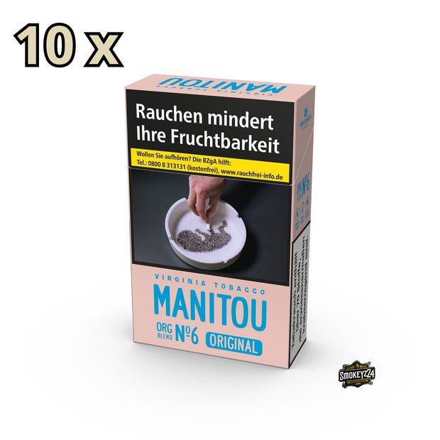 Manitou Pink No. 6 Zigaretten Stange – 10 Packungen à 20 Stück – natürliche Bio-Zigaretten ohne Zusatzstoffe