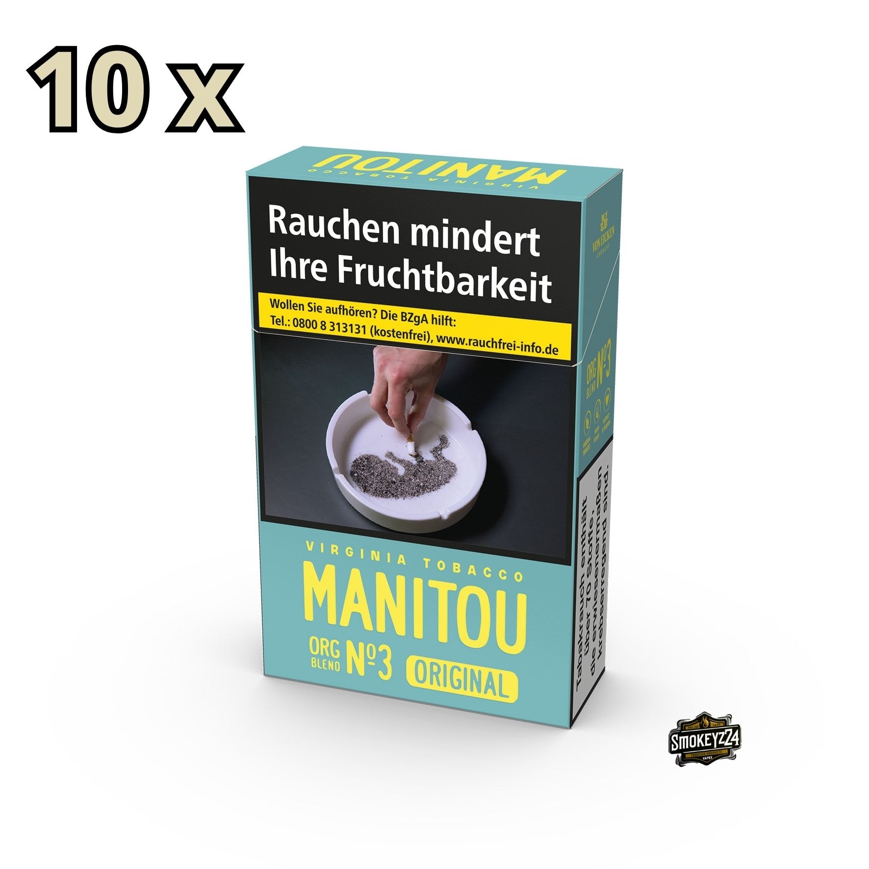 Manitou Sky No. 3 Zigaretten Stange – 10 Packungen à 20 Stück – leichte Bio-Zigaretten ohne Zusatzstoffe
