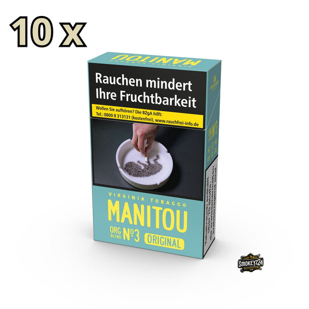 Manitou Sky No. 3 Zigaretten Stange – 10 Packungen à 20 Stück – leichte Bio-Zigaretten ohne Zusatzstoffe