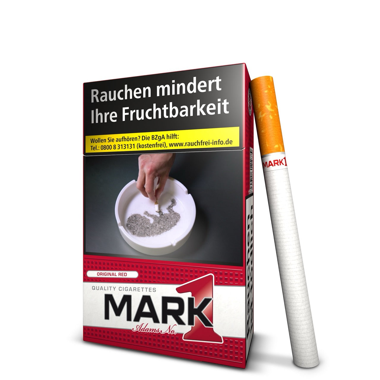 Mark Adams No. 1 Red Schachtel seitlich mit Zigarette