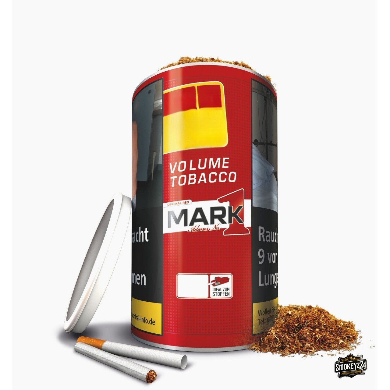 Mark Adams No. 1 Red Stopftabak geöffnete 80g Dose mit Tabak und Hülsen