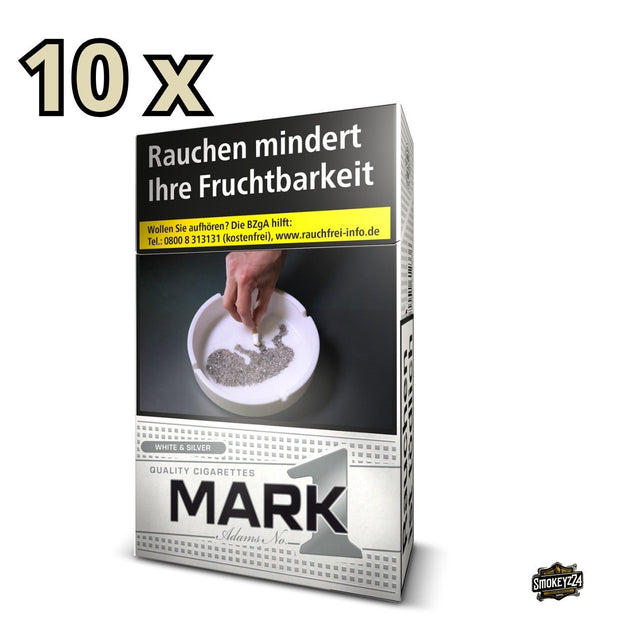 Mark Adams No. 1 White & Silver Zigaretten Stange 10×20 Packung frontal