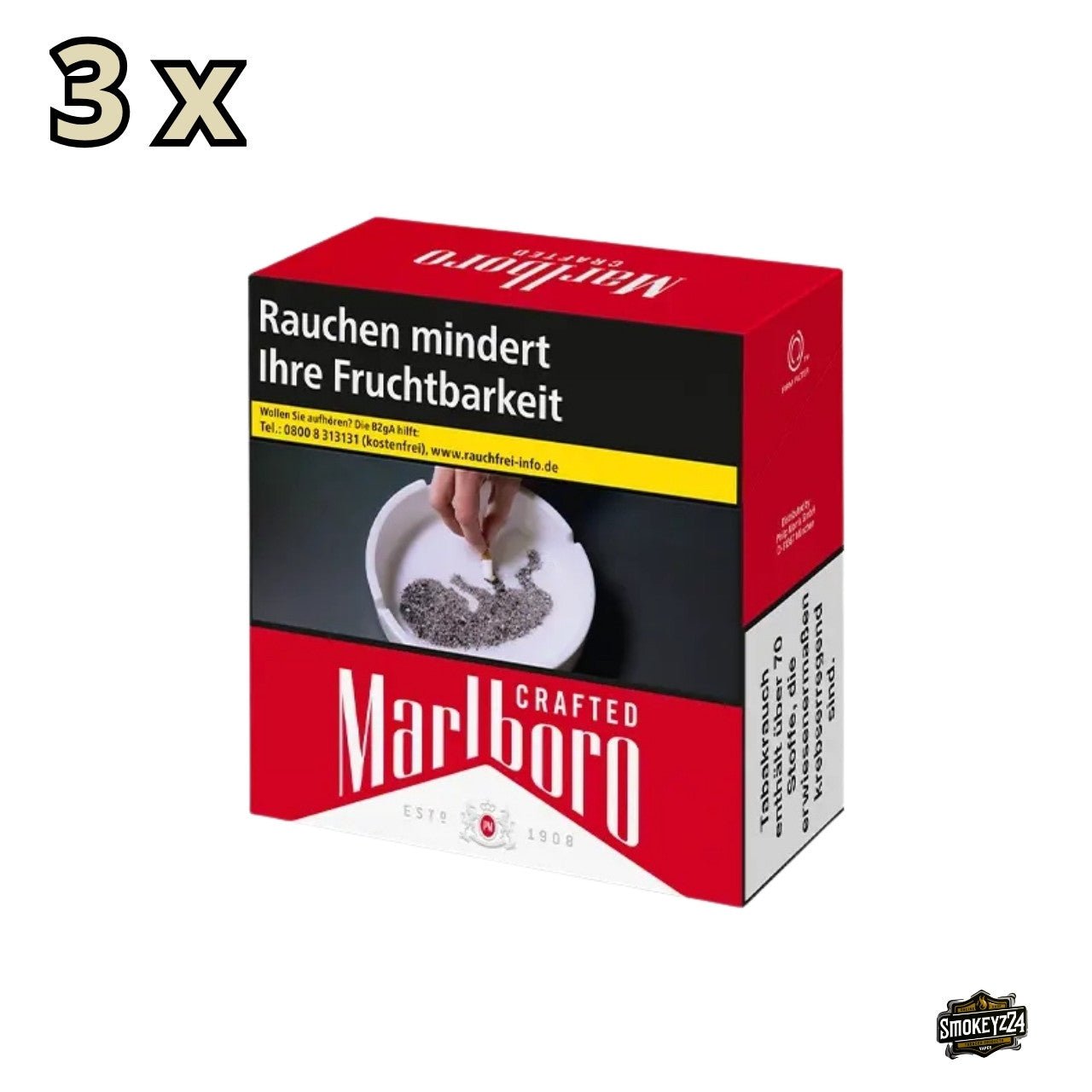 Marlboro Red Crafted Zigaretten – Stange 3x58 (7XL), King Size mit Filter, kräftig-würzig, rote Packung frontal