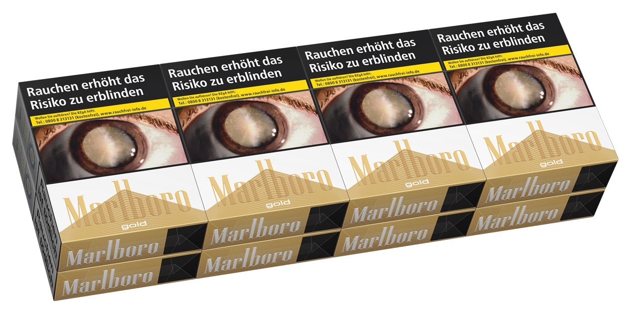 Marlboro Gold Zigaretten XL-Stange – 8x22 Stück, goldene Verpackung, frontal fotografiert