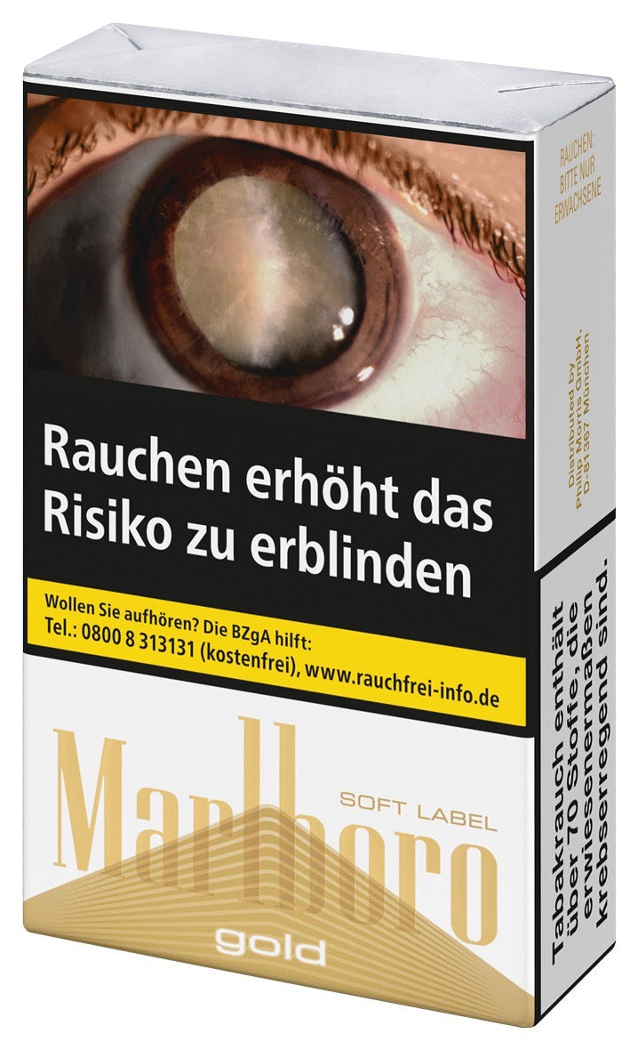 Marlboro Gold Soft Zigaretten – Softpack leicht seitlich dargestellt mit typischem Markenlogo
