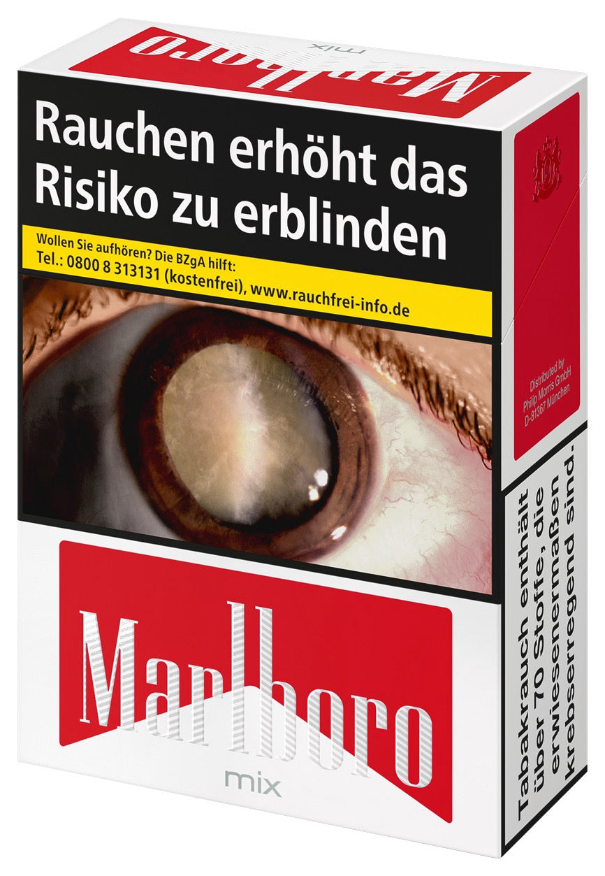 Marlboro Mix Zigaretten – einzelne Packung leicht seitlich dargestellt mit XL-Inhaltshinweis
