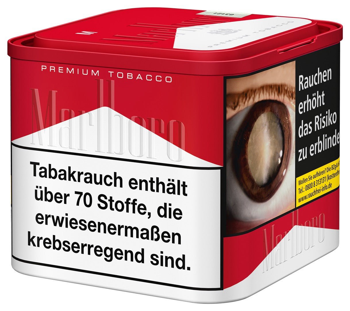 Marlboro Red Feinschnitttabak 70g Dose – seitlich frontal