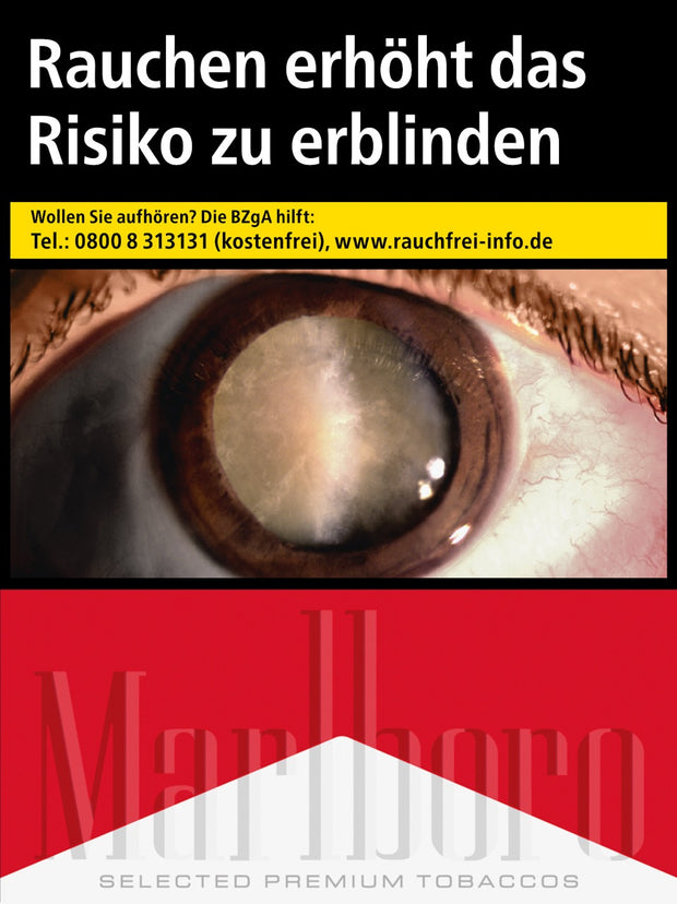 Marlboro Red Zigaretten – Einzelpackung XL frontal mit markantem Marlboro-Logo und Rot-Weiß-Design