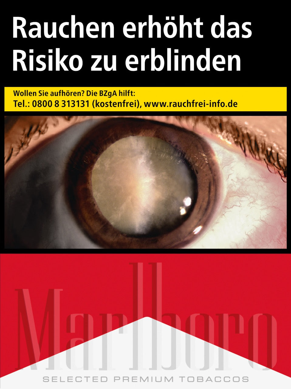 Marlboro Red Zigaretten – Einzelpackung XL frontal mit markantem Marlboro-Logo und Rot-Weiß-Design