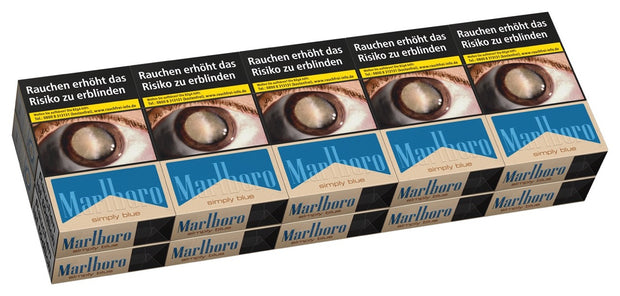 Marlboro Simply Blue Zigaretten – Stange mit 10x20 Stück im blau-weißen Design, ohne Zusatzstoffe