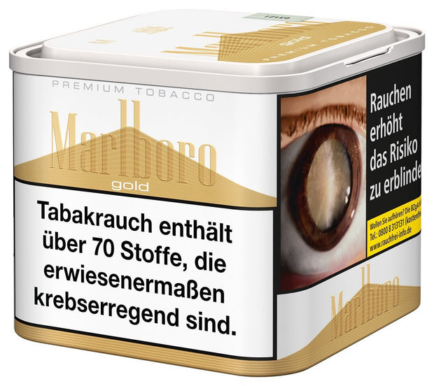 Marlboro Gold Feinschnitttabak 70g Dose – seitliche Perspektive