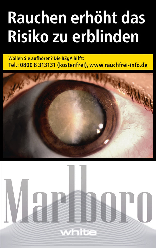 Marlboro White Zigaretten – einzelne weiße Schachtel mit dezenter Gestaltung, frontal aufgenommen