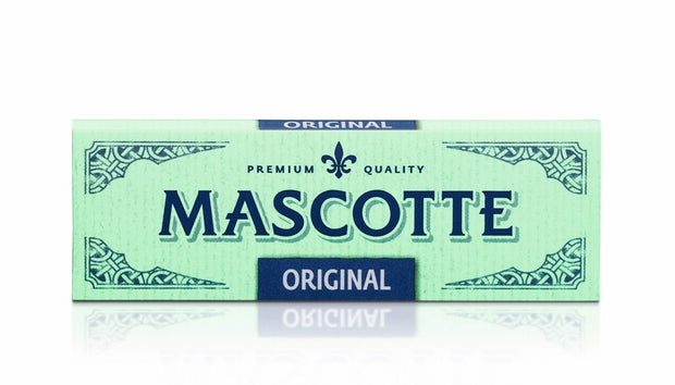 Mascotte Papier Blättchen 50 Blatt, feines Flachs-Hanf Zigarettenpapier, Einzelpackung, frontal fotografiert