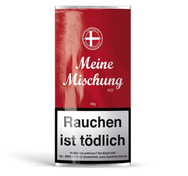 Meine Mischung Rot Pfeifentabak 40g Pouch – milde Burley-Virginia-Mischung mit fruchtigem Kirsch-Aroma, dänischer Pfeifentabak