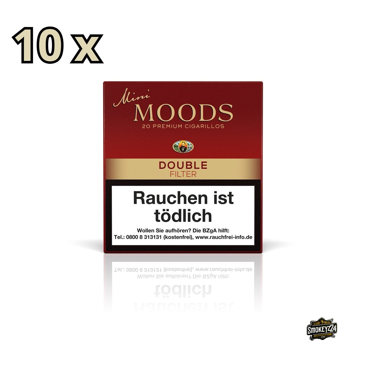 Mini MOODS Double Filter Cigarillos 10x20er Packung – Kompakte Cigarillos mit Double Filter und brasilianischem Deckblatt, perfekt für stilvollen Vorratsgenuss.