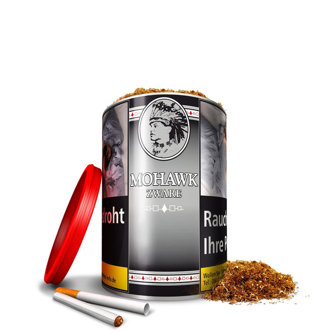 Mohawk Zware Feinschnitt geöffnete 125g Dose mit Tabak und Hülsen