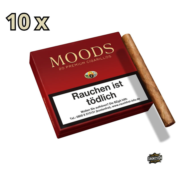 MOODS ohne Filter Cigarillos 10x20er – Cigarillo neben Schachtel