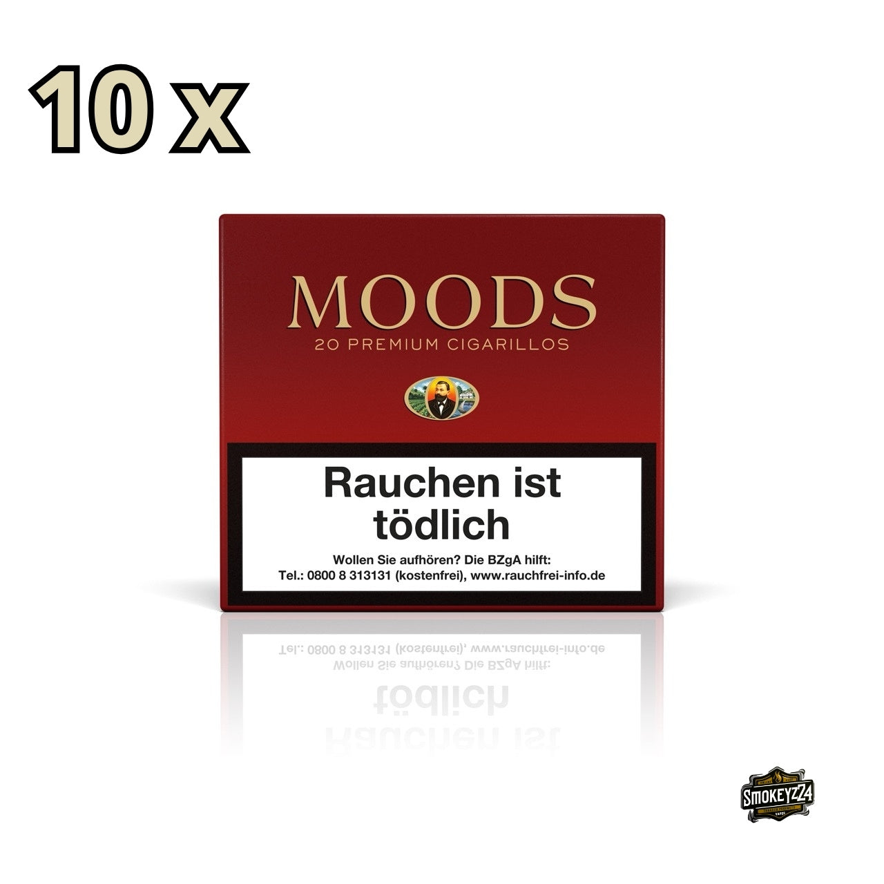 MOODS ohne Filter Cigarillos 10x20er – kräftige, filterlose Cigarillos im Vorratspack mit Java-Deckblatt von Dannemann.