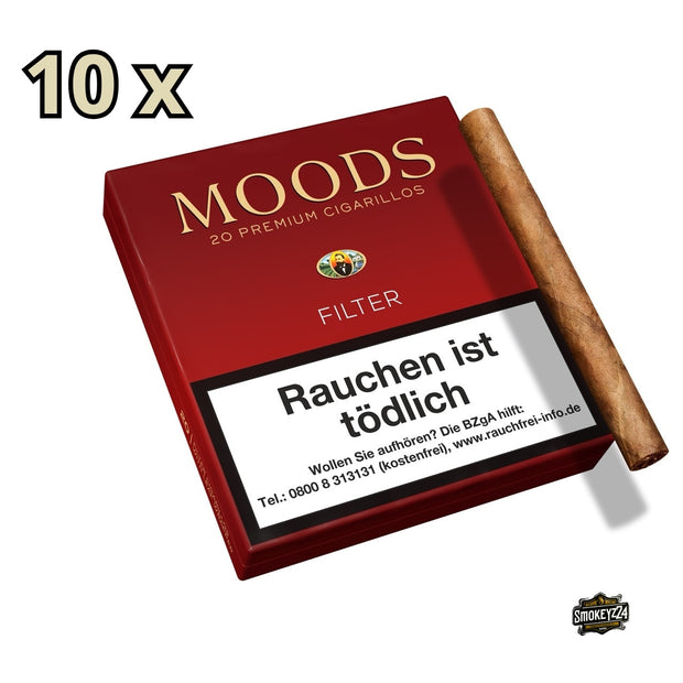 MOODS Filter Cigarillos 10x20er Zigarillo neben der Schachtel
