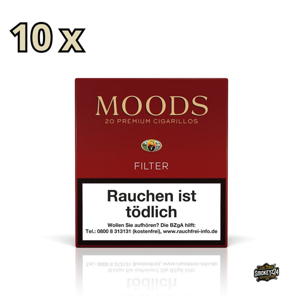 MOODS Filter Cigarillos 10x20er Packung – aromatische Filtercigarillos mit Java-Deckblatt im Vorratspack von Dannemann.