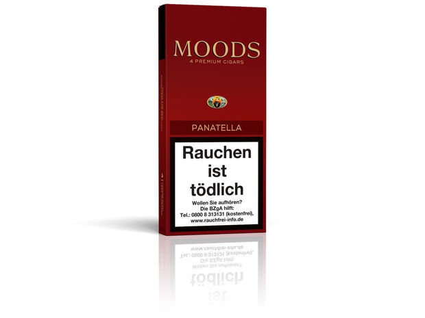 MOODS Panatella Cigarren 4er Packung – schlankes Format, aromatisch-kräftiger Geschmack, Java Deckblatt, ohne Filter