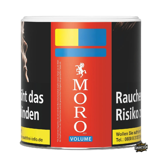 Moro Volume Red Stopftabak 43g Dose, Volumentabak rot, Packung frontal fotografiert.