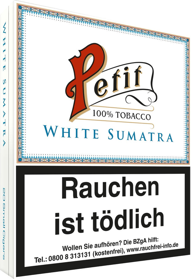 Einzelnes Nobel White Sumatra Zigarillo mit Sumatra-Deckblatt, seitlich fotografiert