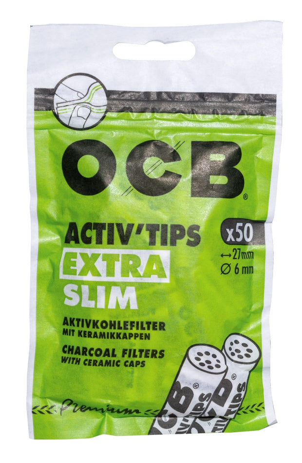 OCB Activ’Tips Extra Slim 6mm Aktivkohlefilter, einzelner 50er Beutel, Filter für Zigaretten, smokeyz24.de