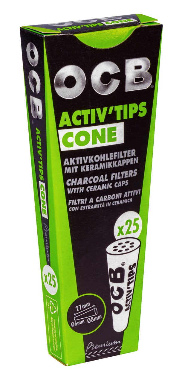 OCB Cone Active Filter Tips 25er Packung – konische Aktivkohlefilter für Cones online bestellen