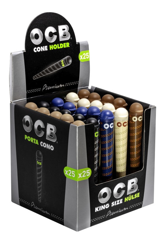 OCB King Size Tube 25er Karton Coneholder, Jointtube gemischt, farblich sortiert, Aufbewahrung für Joints, Vorteilspack