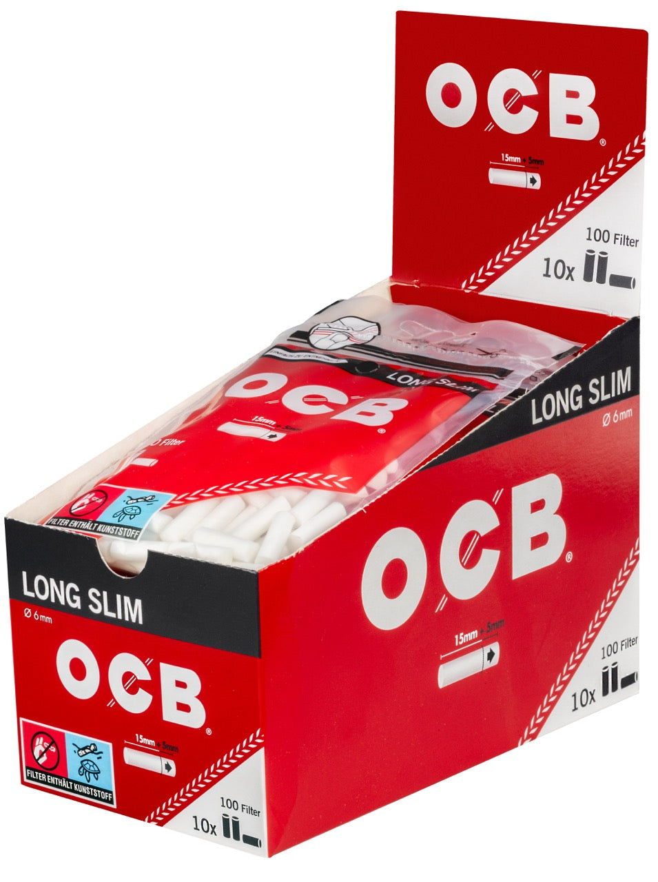 OCB 6mm Long Slim Filter 10x100er Beutel Sparpaket – extra lange Filter für Selbstdreher, Vorratspack, online kaufen