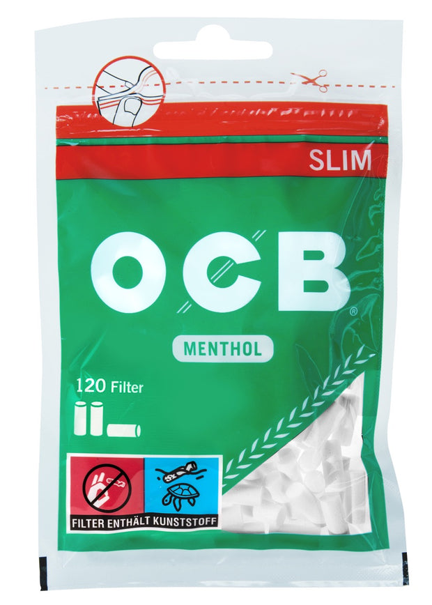 OCB 6mm Slim Menthol Filter 120er Beutel, frische Menthol Zigarettenfilter online bestellen