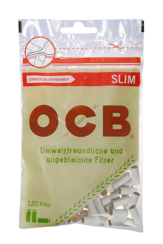 OCB 6mm Organic Slim Filter 120er Beutel – ungebleichte, biologisch abbaubare Slim Filter aus Zellulose, nachhaltig, online kaufen