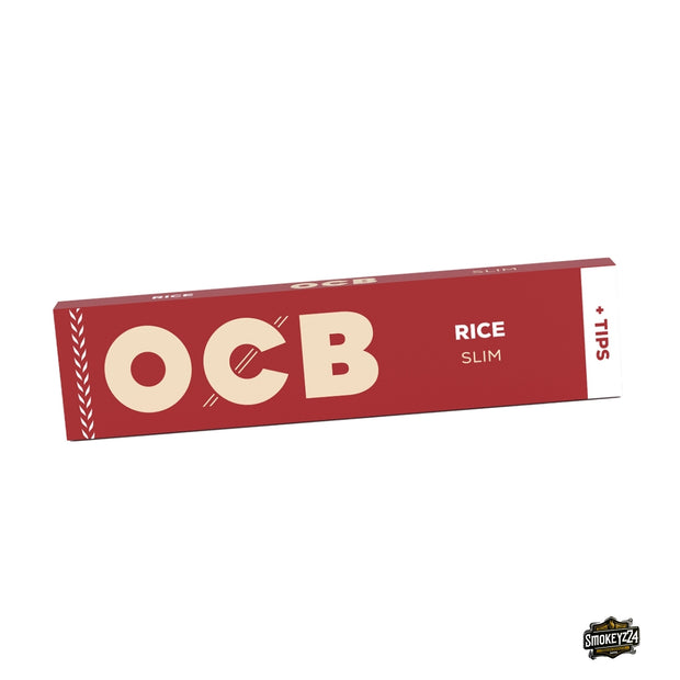 OCB Rice Long Slim Blättchen mit Tips Einzelheft aus ungebleichtem Reispapier