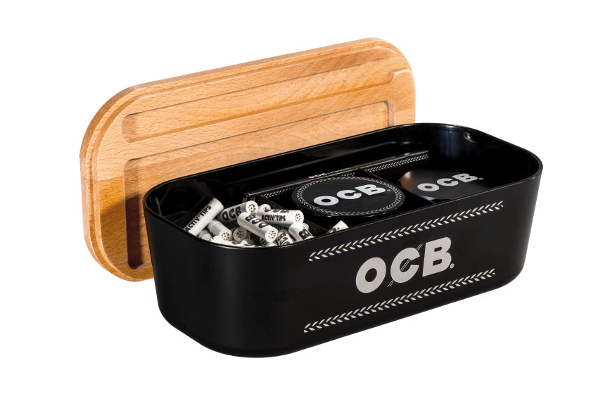 OCB Rolling Box gefüllt mit Zubehör – Beispielnutzung, Angebot enthält nur die Box, nicht den abgebildeten Inhalt