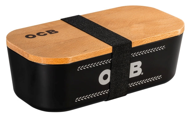 OCB Rolling Box mit geschlossenem Holzdeckel und Gummiband – robuste Aufbewahrungsbox für Drehzubehör von OCB