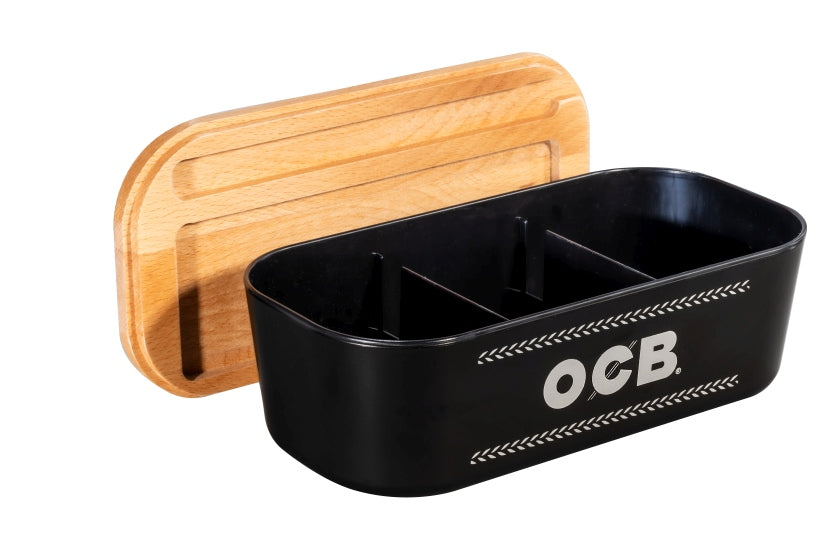 OCB Rolling Box mit Holzdeckel und leeren Innenfächern für Drehzubehör – stylische Aufbewahrungsbox von OCB