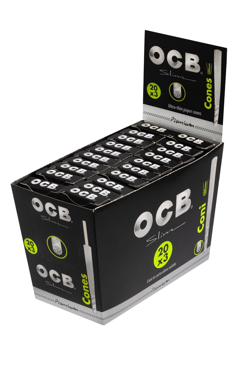 OCB Premium Black Slim Cones 20x3er Packung – Sparpaket mit schwarzen King Size Slim Cones im Vorratskarton