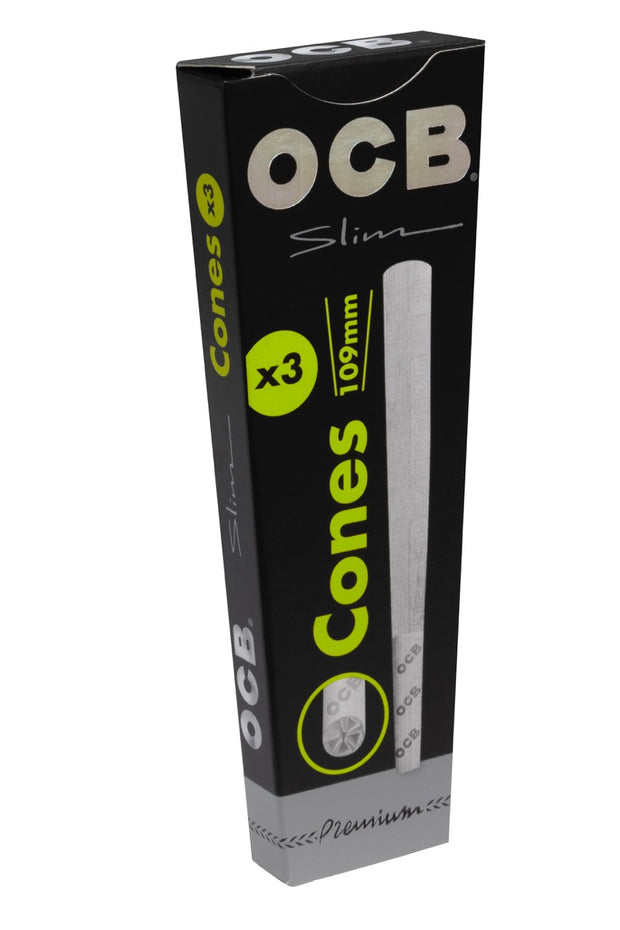 OCB Premium Black Slim Cones 3er Packung, schwarze vorgedrehte King Size Slim Cones mit Filter Tips und Stopfsticks