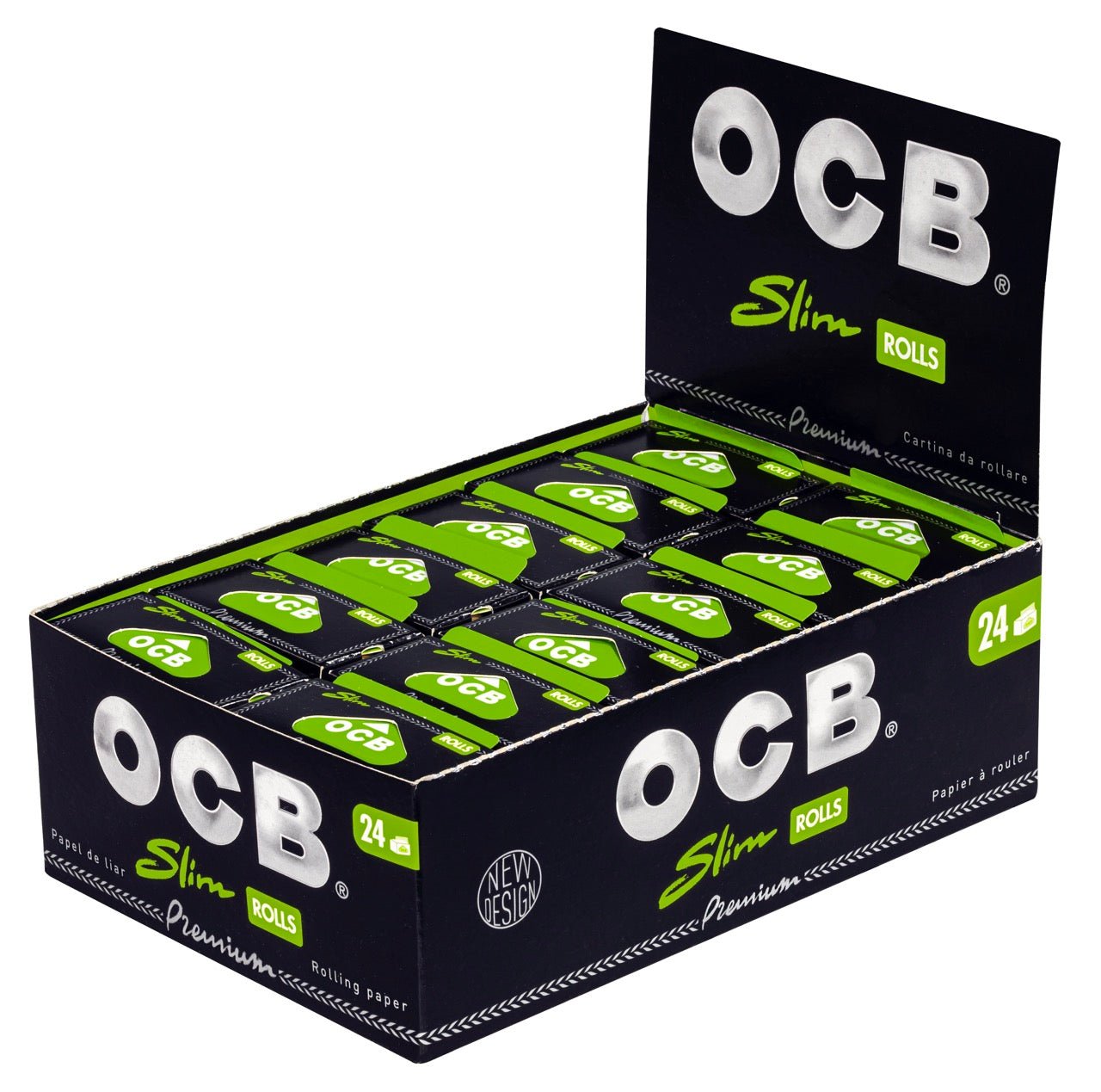 OCB Premium Black Rolls Slim 24x4m Sparpaket, Großpackung, vegan, individuell zuschneidbar, jetzt bei smokeyz24.de bestellen