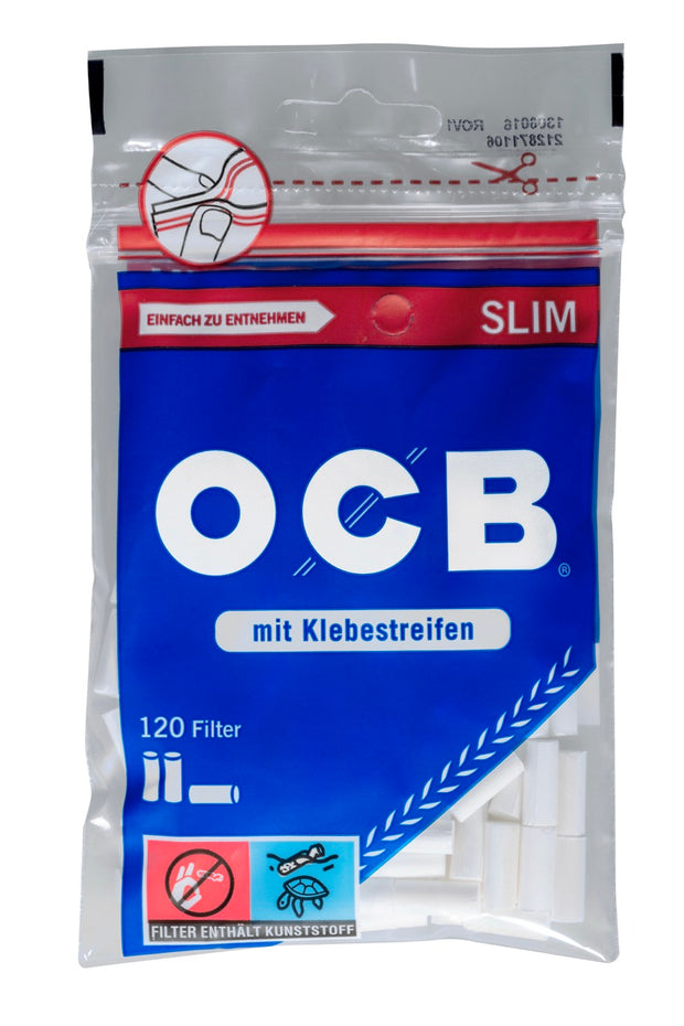 OCB 6mm Slim Filter 120er Beutel mit Klebestreifen, praktische Filter für selbstgedrehte Zigaretten online kaufen