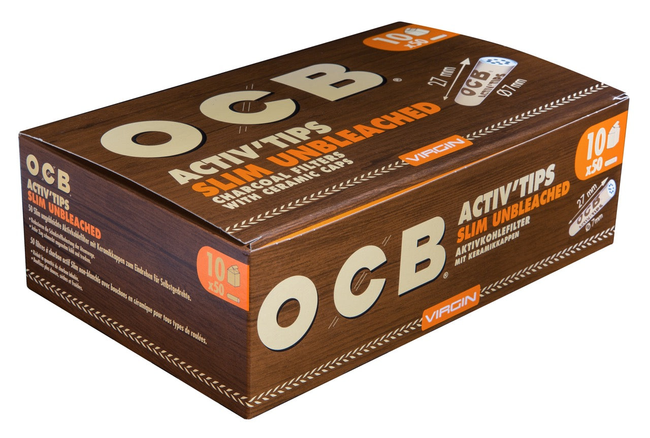 OCB Unbleached 7mm Slim Aktivkohlefilter 10x50er Packung – Sparpaket, vegan, natürlich, online kaufen
