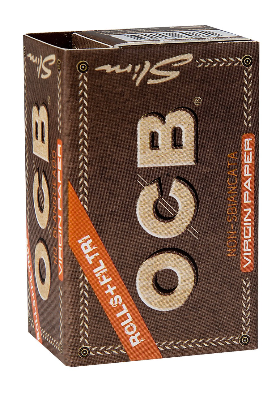 OCB Unbleached Virgin Rolls Slim + Filter Tips, braunes ungebleichtes Rollenpapier, 4m Papier plus 40 Tips, jetzt online bei smokeyz24.de kaufen
