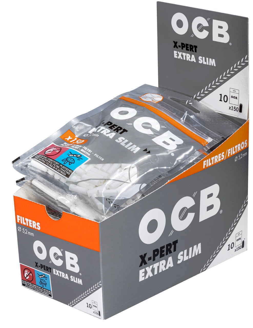 OCB X-Pert Extra Slim Filter 5,2mm 10x150er Beutel Sparpaket, Vorratspack, extra schlanke Filter online bestellen