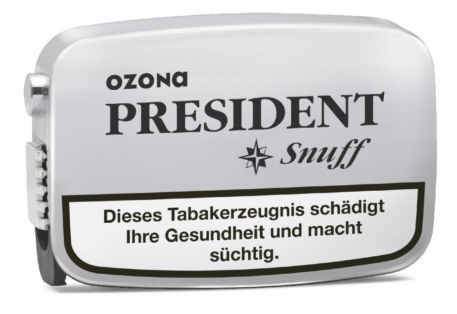 Ozona President Snuff Schnupftabak – erfrischende Eukalyptus-Note in praktischer 7g Box, fein gemahlen und angenehm würzig.