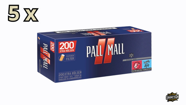 Pall Mall Red xtra Huelsen 5 x 200 Stück Paket