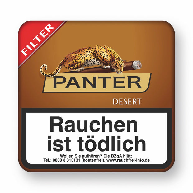 Panter Desert Filter Cigarillos 20er Metalldose – aromatisierte Zigarillos mit Kaffee-Geschmack und Filter