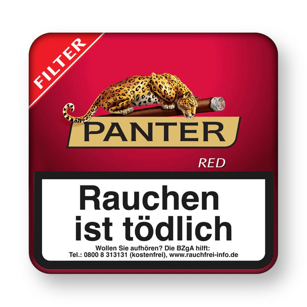 Panter Red Filter Cigarillos 20er Metalldose – rote Verpackung, Filterzigarillos mit Vanillearoma