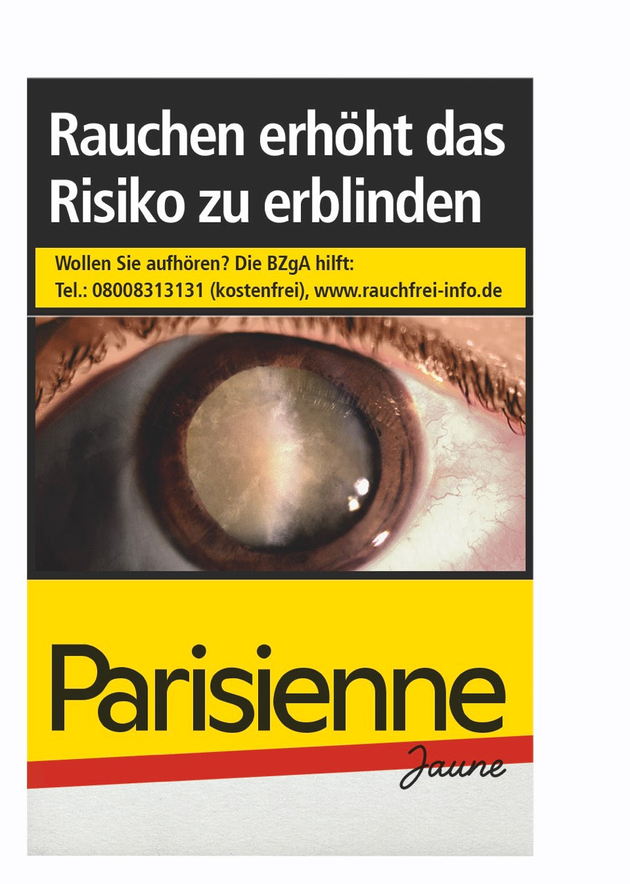Parisienne Jaune Zigaretten Schachtel frontal – Hochwertige American Blend Tabakmischung