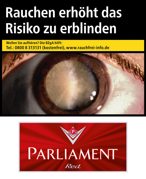 Stange Parliament Red – Vorderansicht der Verpackung mit rotem Parliament-Schriftzug